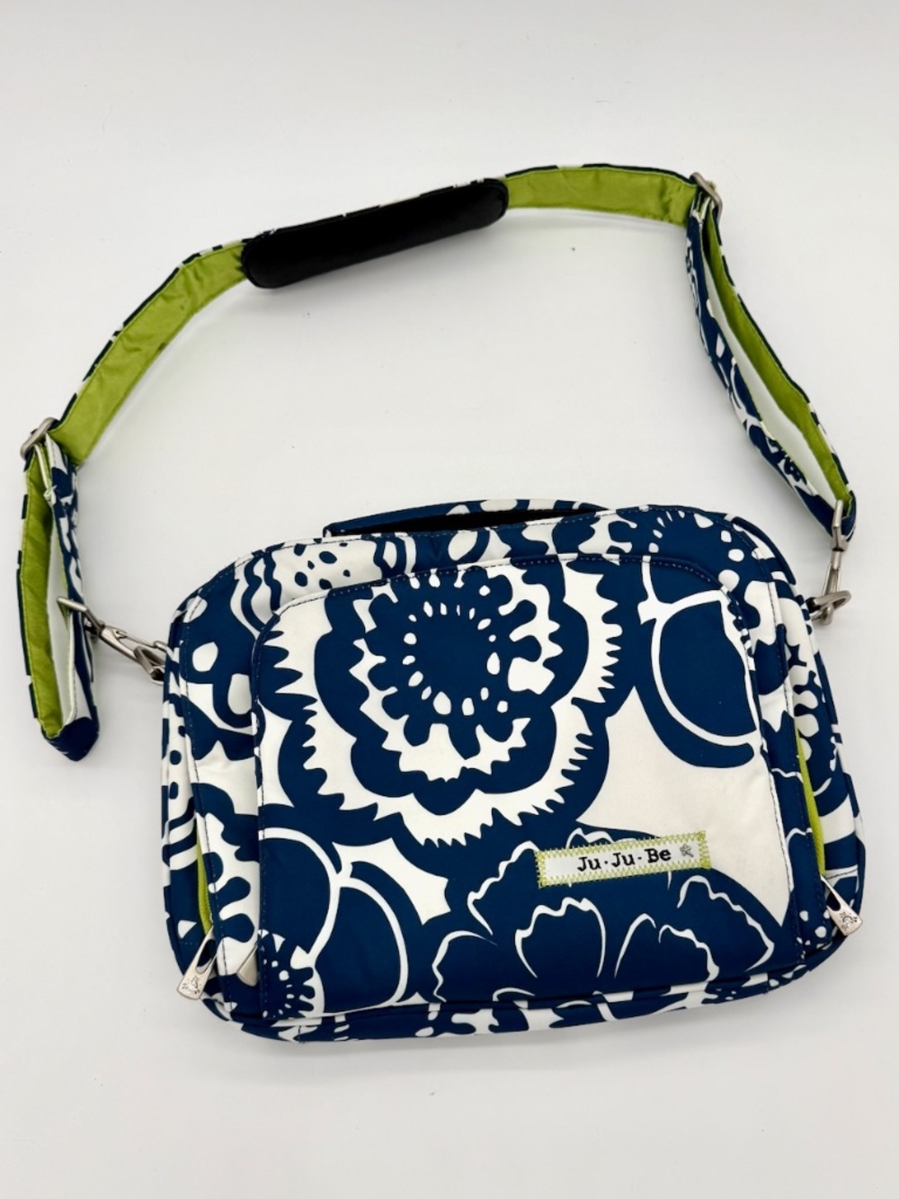 JuJuBe Be All Cobalt Blossoms Diaper Bag Messenger Blue Floral Tote Crossbody